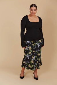 Juno Sqaure Neck Top - Onyx