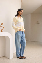 Shelby Slouchy Rugby Top - Butter/White