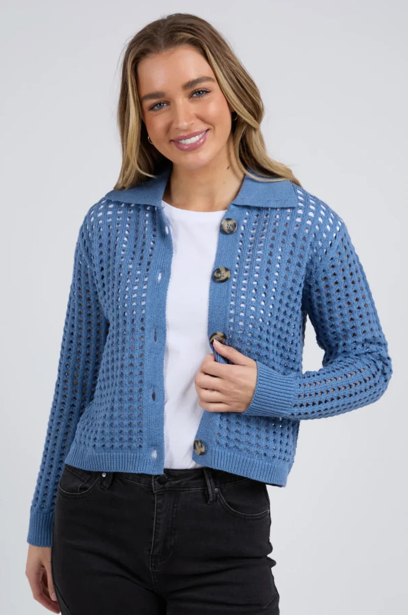 Clover Knit Cardi - Coronet Blue