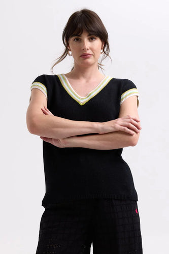 Stripe Trim Top - Black