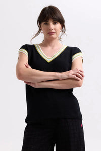 Stripe Trim Top - Black