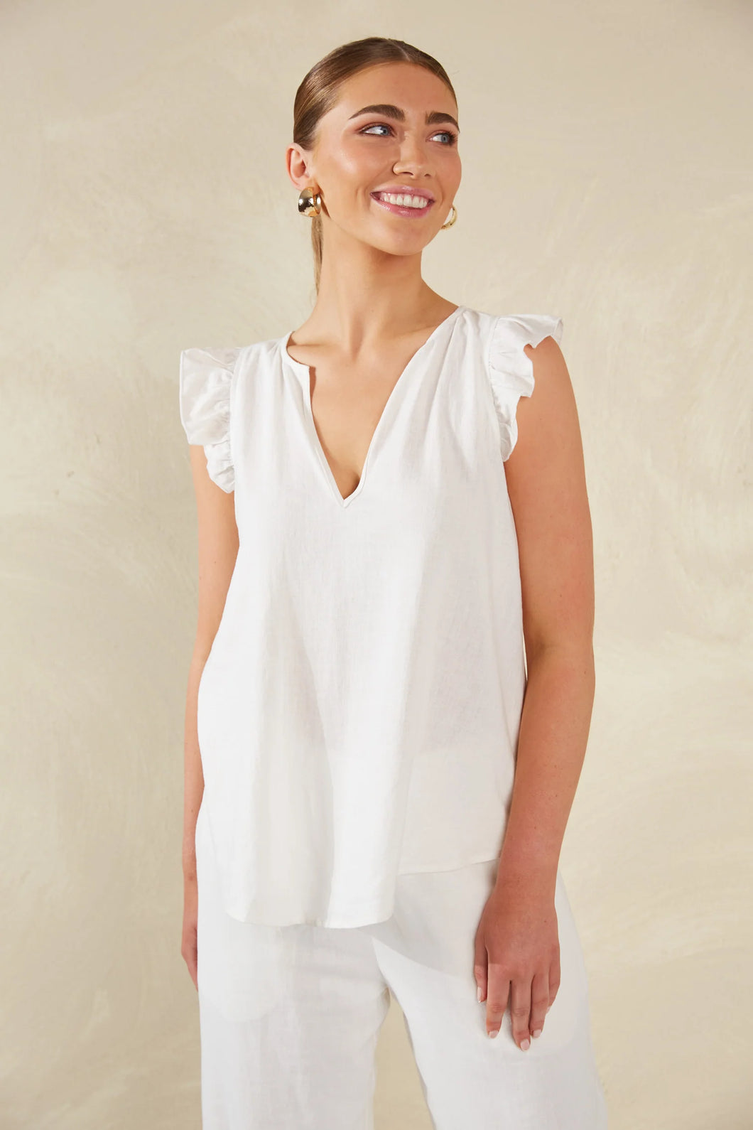 Florence Frill Tank - Bianco