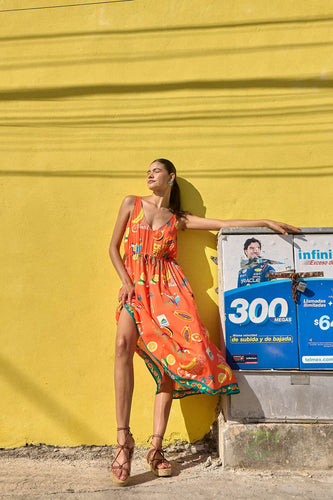 Cabana Tie Dress - Brasil Coral