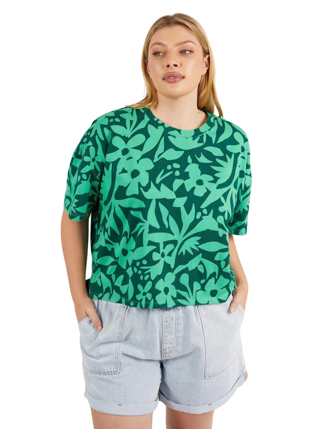 Stencil Floral Tee - Green