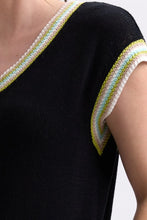 Stripe Trim Top - Black