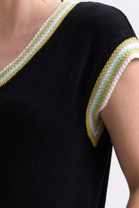 Stripe Trim Top - Black