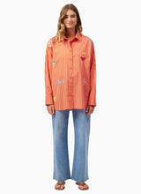 Mykonos Embroidered Stripe Shirt - Pink