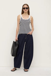 Adria stripe jersey tank - antique white/navy