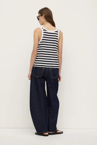 Adria stripe jersey tank - antique white/navy