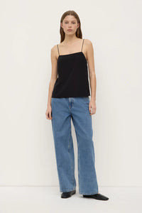Aime silk tank - black
