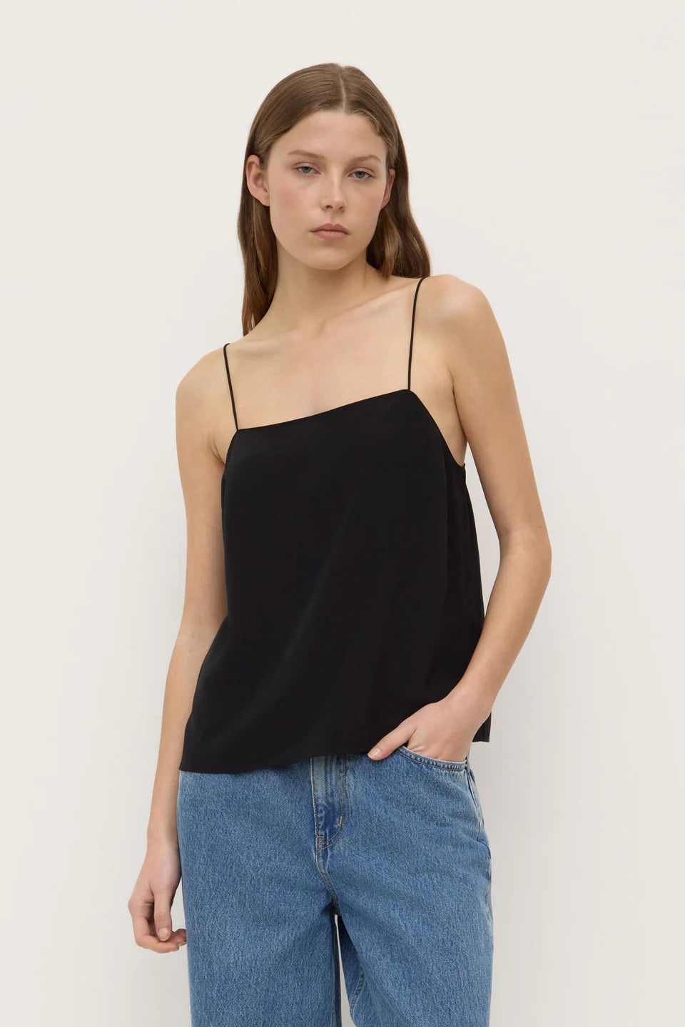 Aime silk tank - black