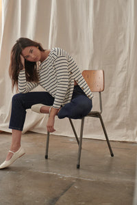 Amelie Top Ivory with Navy Stripe