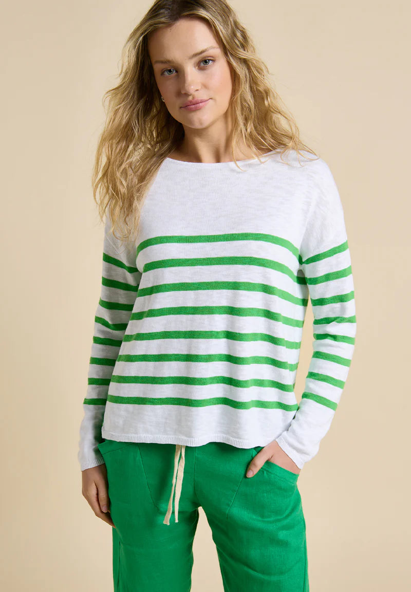 Bobbie Top - Green Stripe