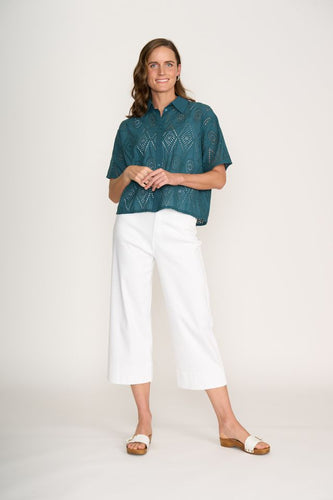 Sweet Stitch Shirt - Blue Coral Deco