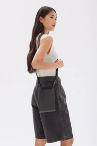 Clara Crossbody Leather Bag - Black