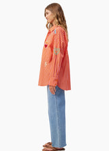 Mykonos Embroidered Stripe Shirt - Pink