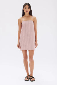 Emile Seersucker Mini Shift Dress - Pomello Check