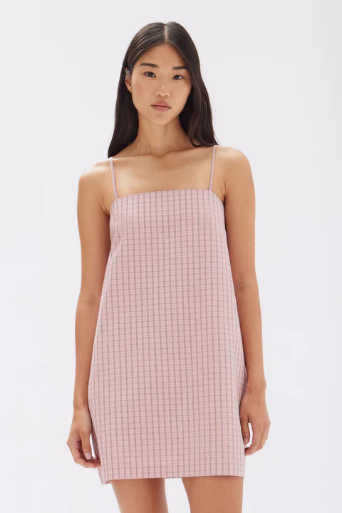 Emile Seersucker Mini Shift Dress - Pomello Check