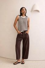 Maddy Mesh Knit Tank - Brunette Stripe