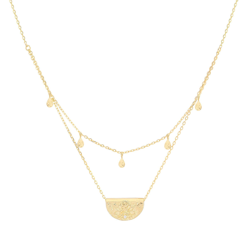 Blessed Lotus Necklace  Gold