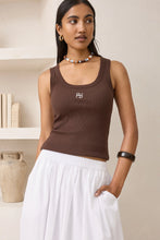 Zoe Contour Rib Scoop Tank - Choc