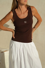 Zoe Contour Rib Scoop Tank - Choc