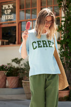 Stevie Slouchy Tee - Fresh Blue Basil Varsity