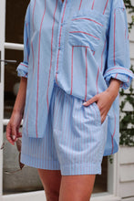 Mila Short - Fresh Blue / Red Mini Stripe