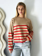 Lottie Stripe Sweater Camel/Red
