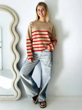 Lottie Stripe Sweater Camel/Red