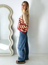 Lottie Stripe Sweater Camel/Red