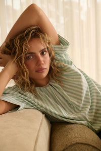 kaitlyn shirt - green stripe