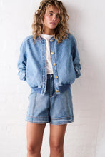 Sabrina Bomber - Checked stitch 70's blue