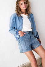 Sabrina Bomber - Checked stitch 70's blue