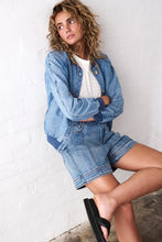 Sabrina Bomber - Checked stitch 70's blue