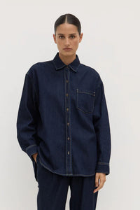 Kiera Recycled Denim Long Sleeve Shirt Deep Indigo