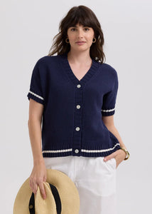 Textured S/S Cardi - Marine