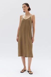 Linen Slip Dress - Pea