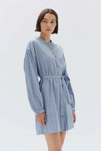 Luna Cotton Blend Stripe Mini Dress Clacial Stripe