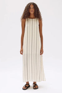 Milos Stripe Maxi Dress - Cream/Black