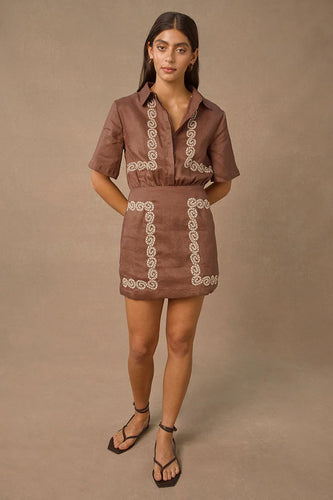 Ora Shirt Dress - Cocao and Biscuit