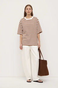 monte stripe cotton short sleeve tee - earth/antique white