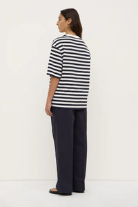 Monte Stripe Cotton Short Sleeve Tee - Navy/White Stripe