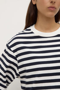 Monte Stripe Cotton Short Sleeve Tee - Navy/White Stripe