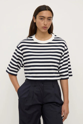 Monte Stripe Cotton Short Sleeve Tee - Navy/White Stripe