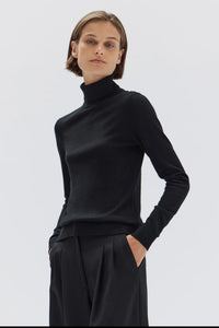 Nia Wool Long Sleeve Top Black