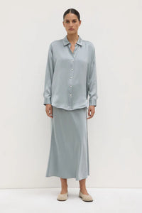 Pippa Silk Long Sleeve Shirt - Cloud
