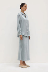 Pippa Silk Long Sleeve Shirt - Cloud