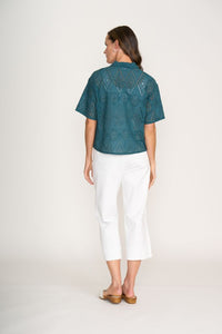 Sweet Stitch Shirt - Blue Coral Deco