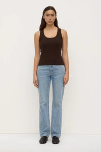 Robyn Scoop Neck Rib Tank - Ganache